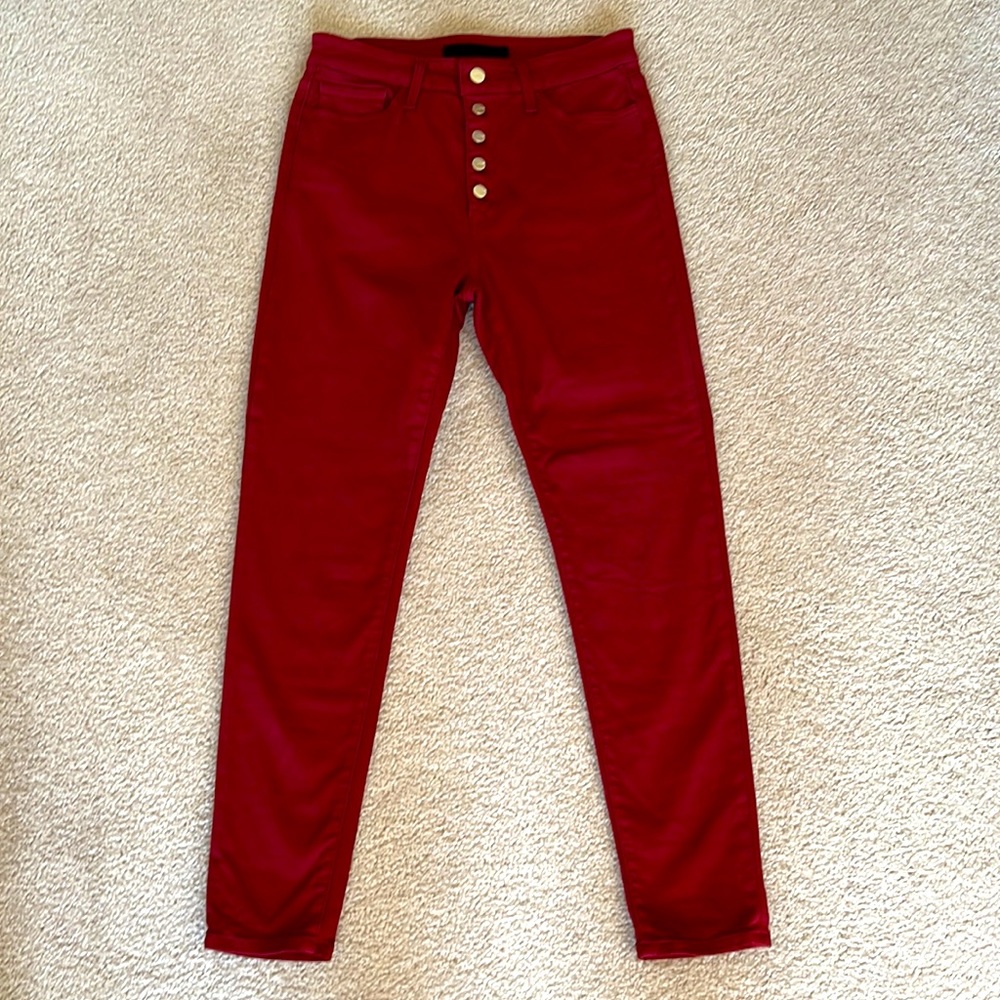 Joe's Jeans High Rise Skinny Jeans in Deep Red